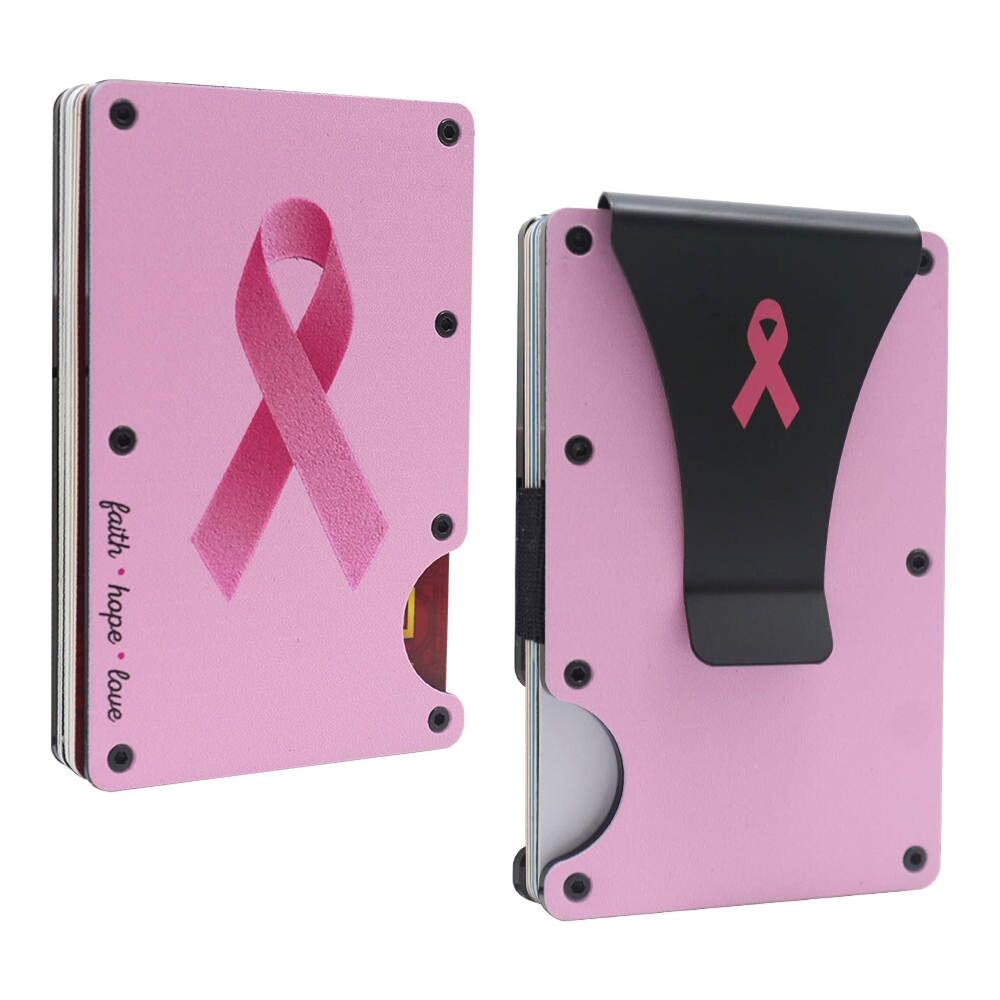 1245 Minimalist Wallet- Breast Cancer Awareness - RFID Blocking Front